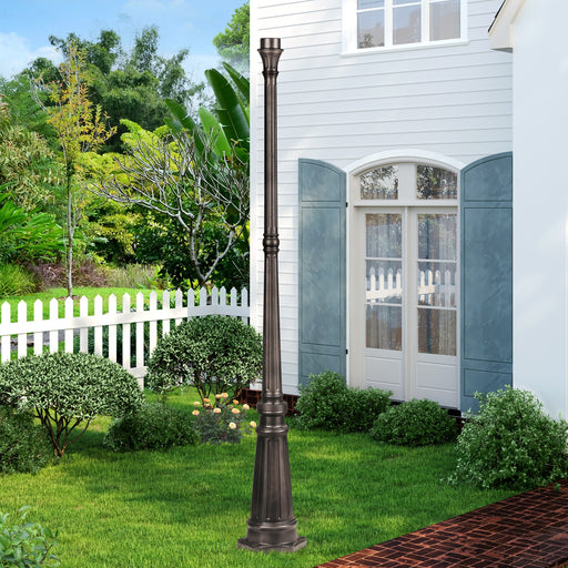 Outdoor Cast Aluminum 74" Fluted Lamp Post with Anchor Base in Bronze