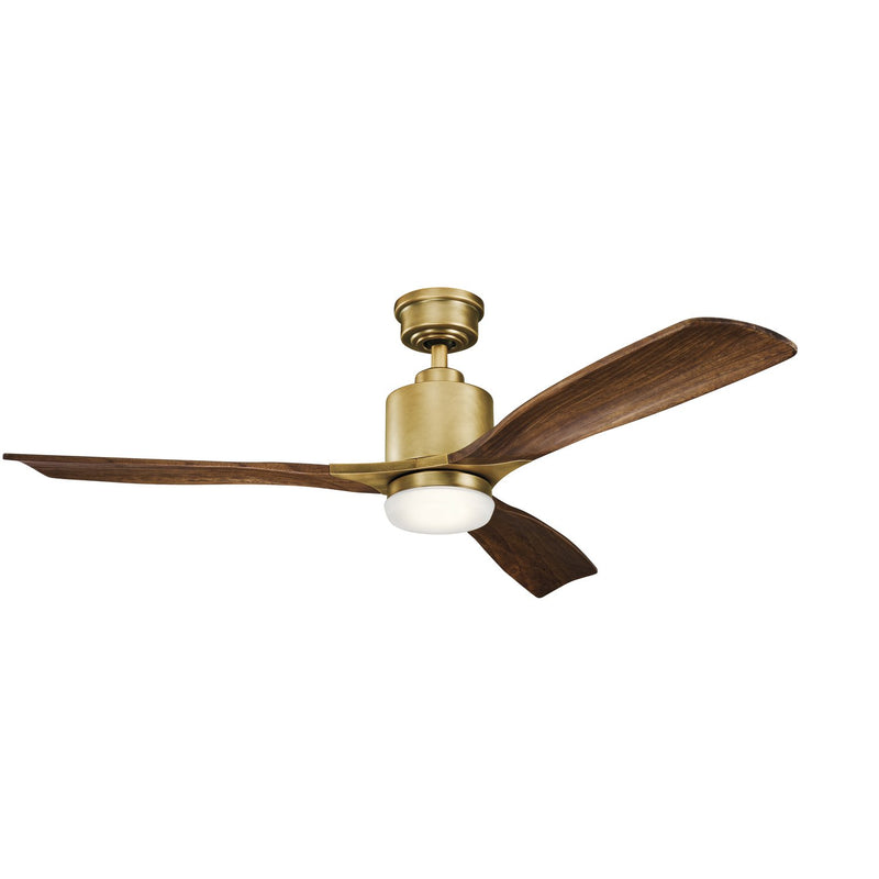 Ridley II 52" Ceiling Fan with Light in Natural Brass
