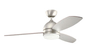 Vassar 52" Ceiling Fan with Light in Brushed Nickel
