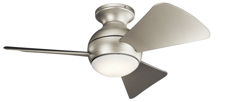 Sola 34" Outdoor Ceiling Fan with Light in Brushed Nickel