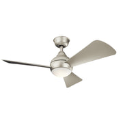 Sola 44" Outdoor Ceiling Fan with Light in Brushed Nickel