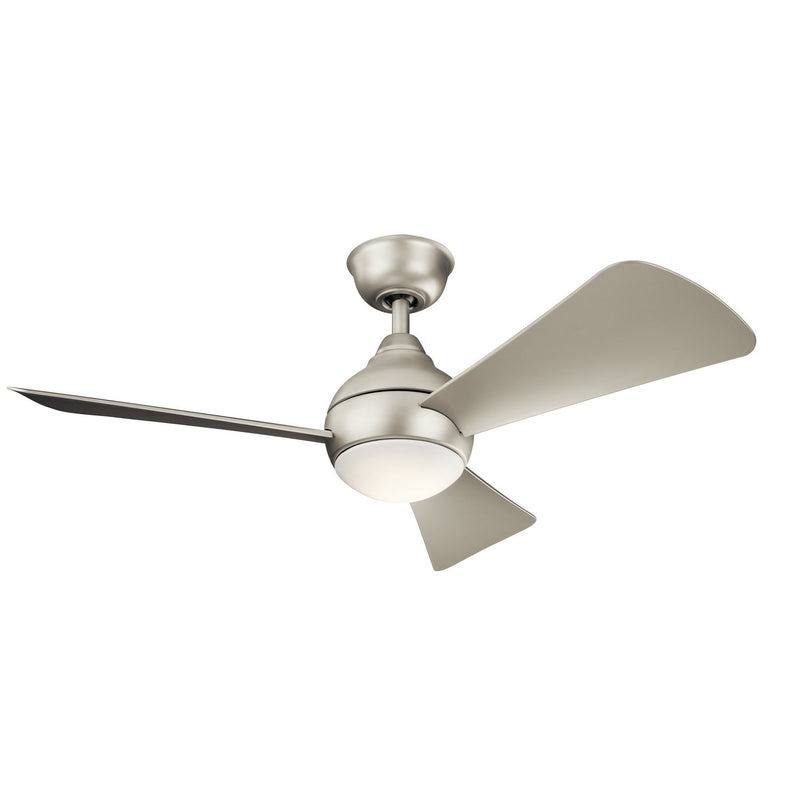 Sola 44" Outdoor Ceiling Fan with Light in Brushed Nickel