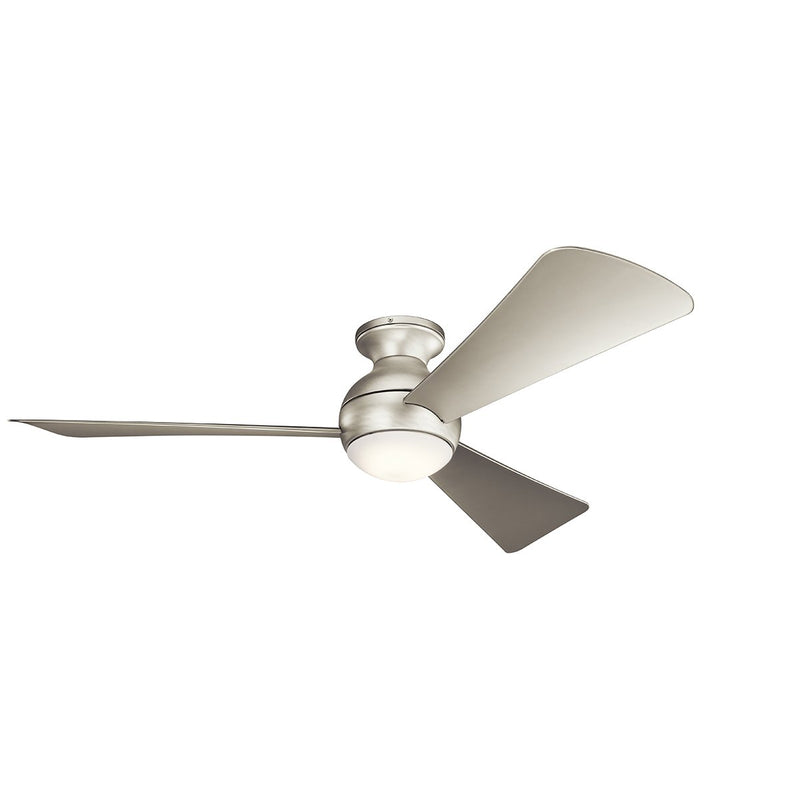 Sola 54" Outdoor Ceiling Fan with Light in Brushed Nickel