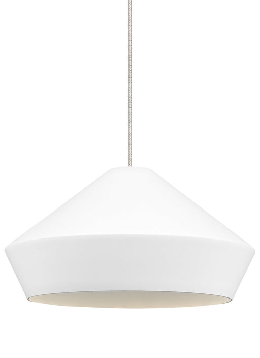Brummel Pendant in Satin Nickel with Spun Metal Glass