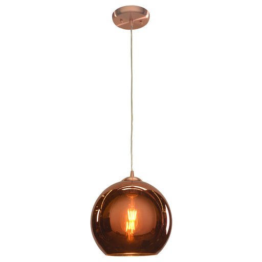 Glow (s) Mirrored Glass Dimmable LED Pendant in Brushed Copper Finish