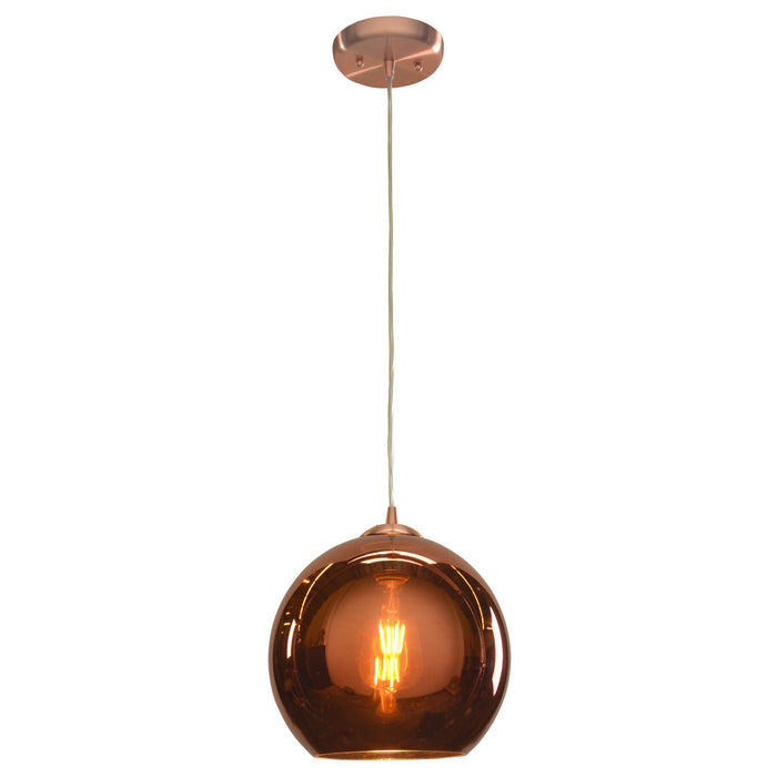 Glow (s) Mirrored Glass Dimmable LED Pendant in Brushed Copper Finish