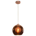 Glow (s) Mirrored Glass Dimmable LED Pendant in Brushed Copper Finish