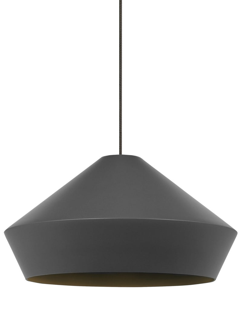 Brummel Pendant in Antique Bronze with Matte Charcoal Gray Glass