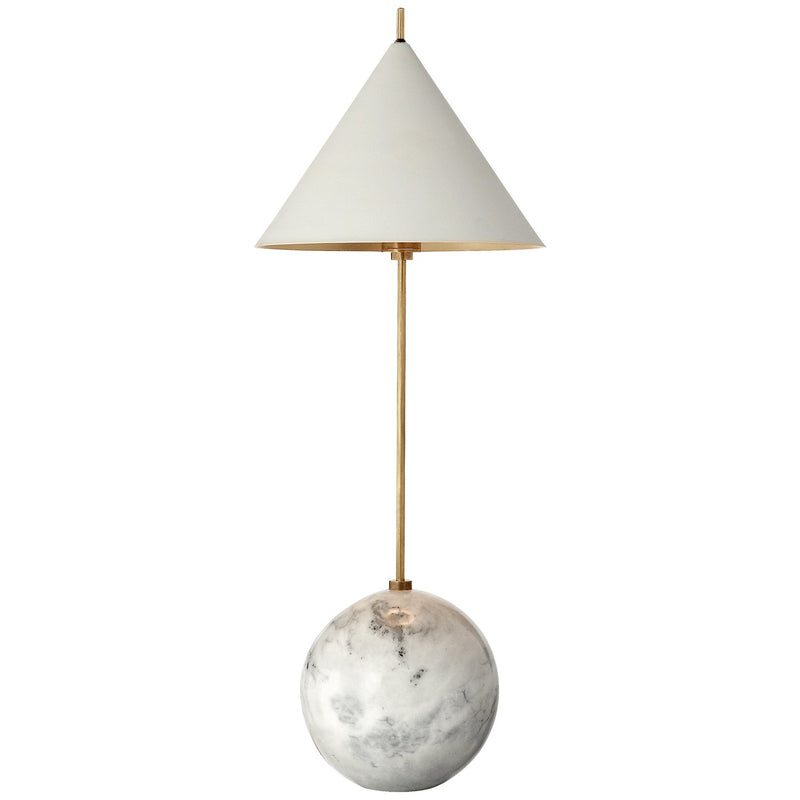 Cleo Orb Base Antique White Shade Table Lamp in Antique-Burnished Brass