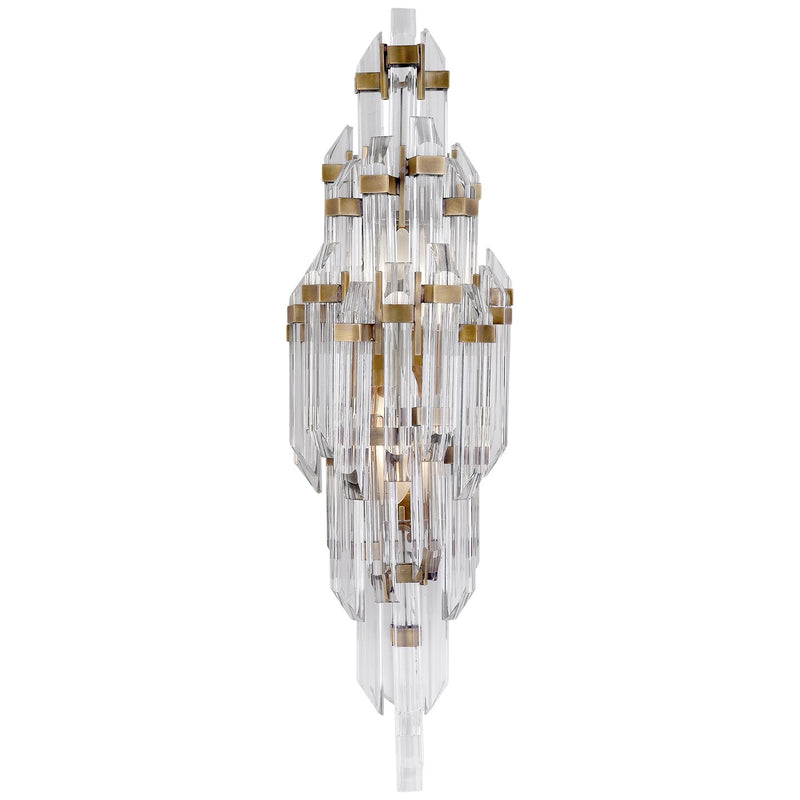Adele Small 2-Light Wall Sconce in Hand-Rubbed Antique Brass with Clear Acrylic