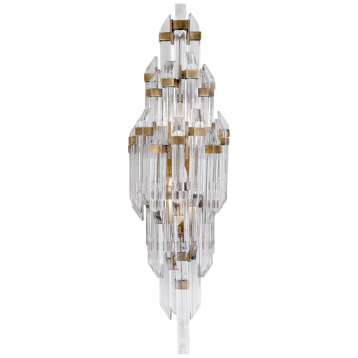 Adele Small 2-Light Wall Sconce in Hand-Rubbed Antique Brass with Clear Acrylic