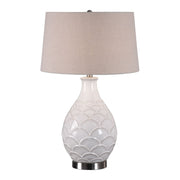 Uttermost's Camellia Glossed White Table Lamp Designed by David Frisch - Lamps Expo