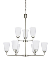 Kerrville Nine Light Chandelier in Brushed Nickel