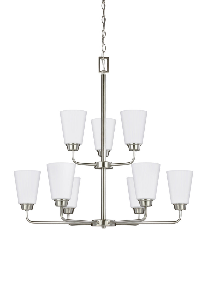 Kerrville Nine Light Chandelier in Brushed Nickel