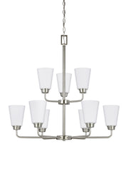 Kerrville Nine Light Chandelier in Brushed Nickel