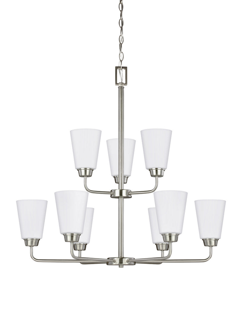Kerrville Nine Light Chandelier in Brushed Nickel