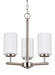 Oslo Three Light Chandelier in Brushed Nickel