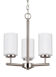 Oslo 3-Light Opal Glass Chandelier in Brushed Nickel