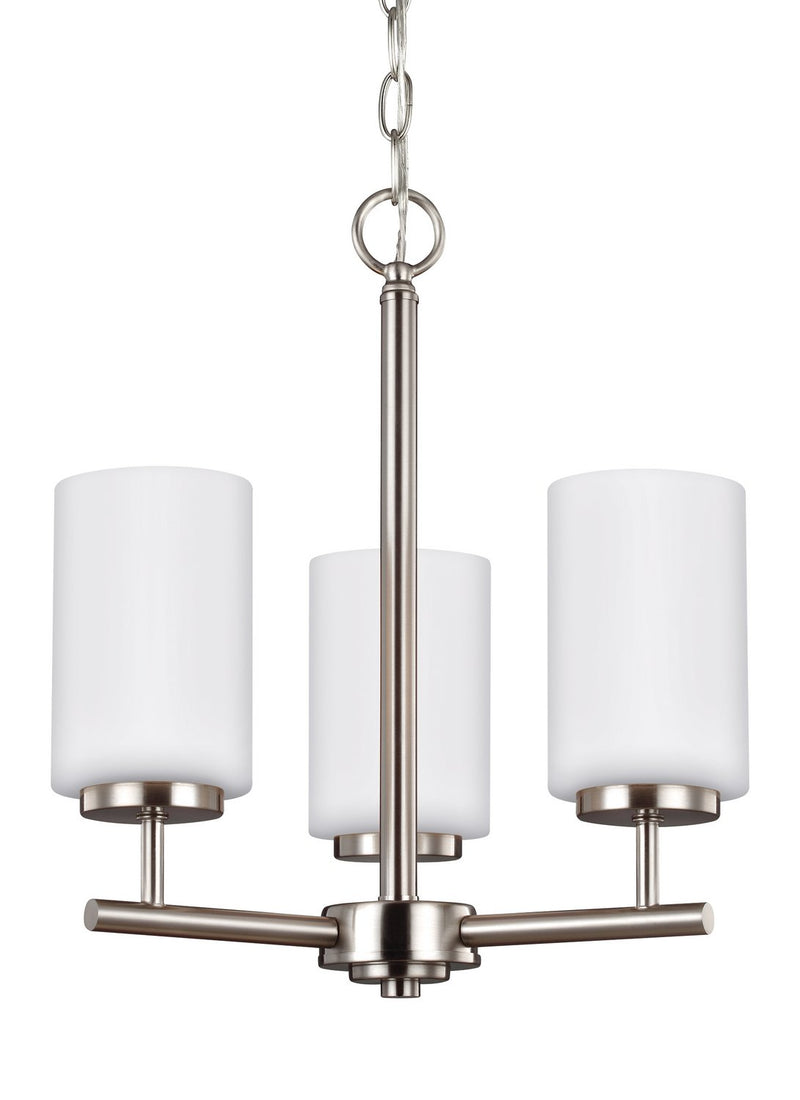 Oslo 3-Light Opal Glass Chandelier in Brushed Nickel