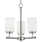 Oslo 3-Light Opal Glass Chandelier in Chrome