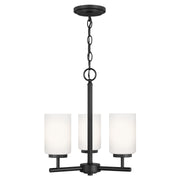 Oslo 3-Light Opal Glass Chandelier in Midnight Black