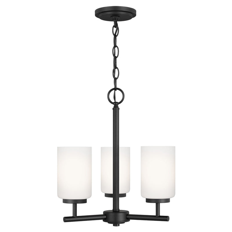 Oslo 3-Light Opal Glass Chandelier in Midnight Black