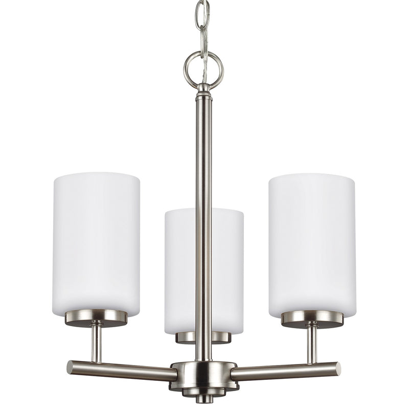 Oslo Three Light Chandelier in Brushed Nickel