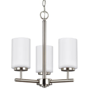 Oslo 3-Light Opal Glass Chandelier in Brushed Nickel