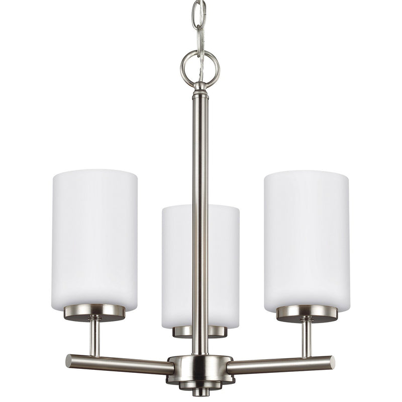 Oslo 3-Light Opal Glass Chandelier in Brushed Nickel