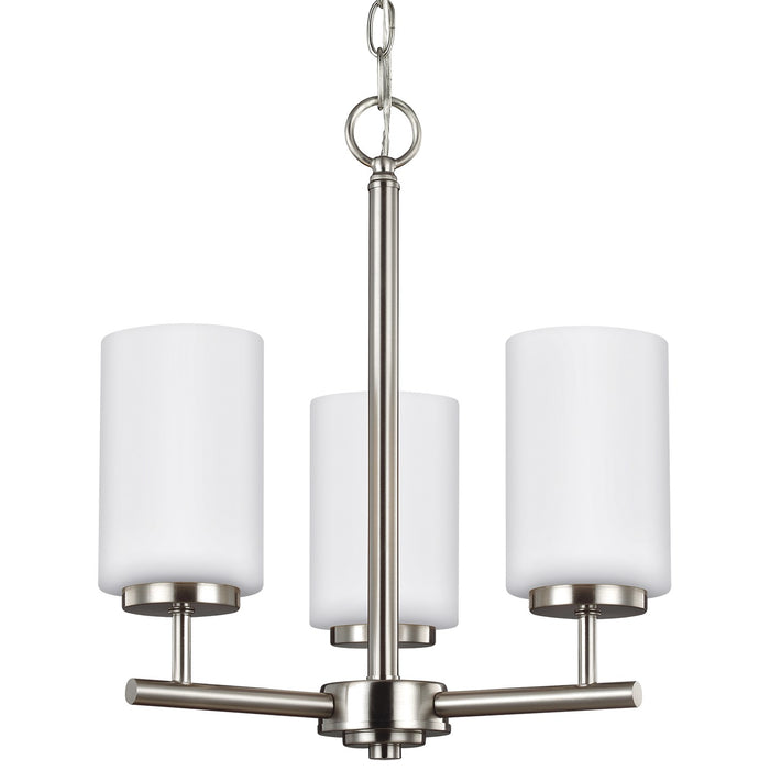 Oslo Three Light Chandelier in Brushed Nickel