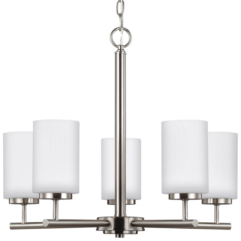 Oslo 5-Light Opal Glass Chandelier in Brushed Nickel