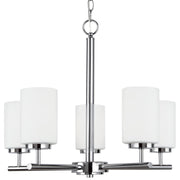Oslo 5-Light Opal Glass Chandelier in Chrome