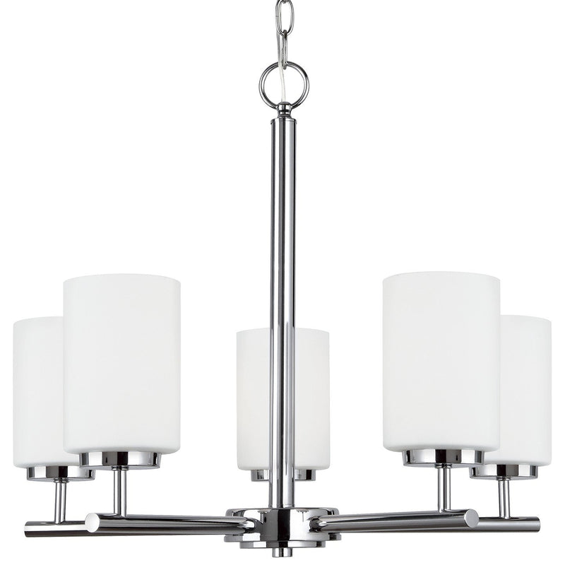 Oslo 5-Light Opal Glass Chandelier in Chrome