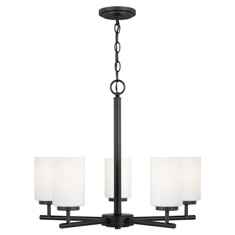 Oslo 5-Light Opal Glass Chandelier in Midnight Black