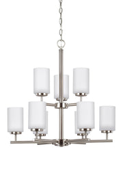 Oslo 9-Light Opal Glass Chandelier in Brushed Nickel