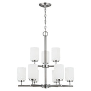 Oslo 9-Light Opal Glass Chandelier in Chrome