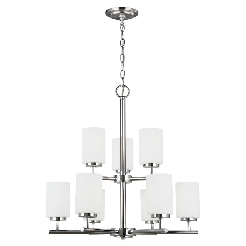 Oslo 9-Light Opal Glass Chandelier in Chrome