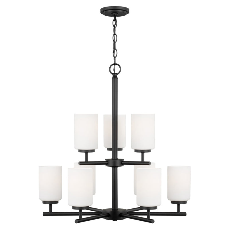 Oslo Nine Light Chandelier in Midnight Black