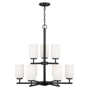 Oslo 9-Light Opal Glass Chandelier in Midnight Black