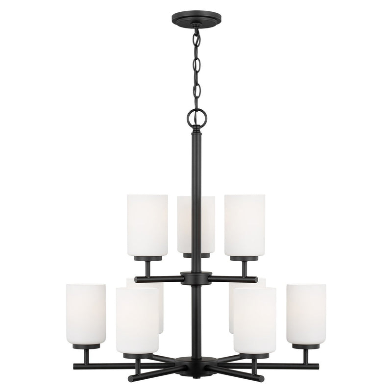 Oslo 9-Light Opal Glass Chandelier in Midnight Black