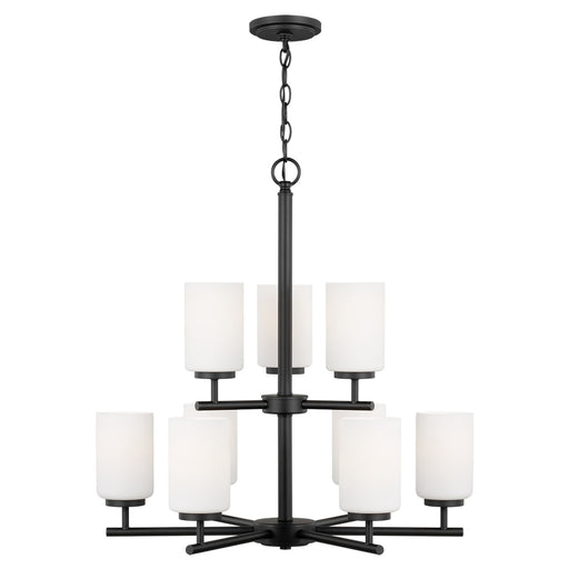 Oslo Nine Light Chandelier in Midnight Black