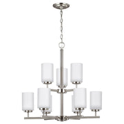 Oslo 9-Light Opal Glass Chandelier in Brushed Nickel