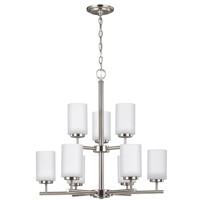 Oslo Nine Light Chandelier in Brushed Nickel