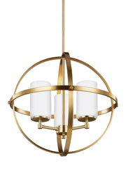 Alturas 3-Light Etched Glass Chandelier in Satin Brass