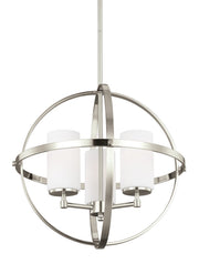 Alturas 3-Light Etched Glass Chandelier in Brushed Nickel