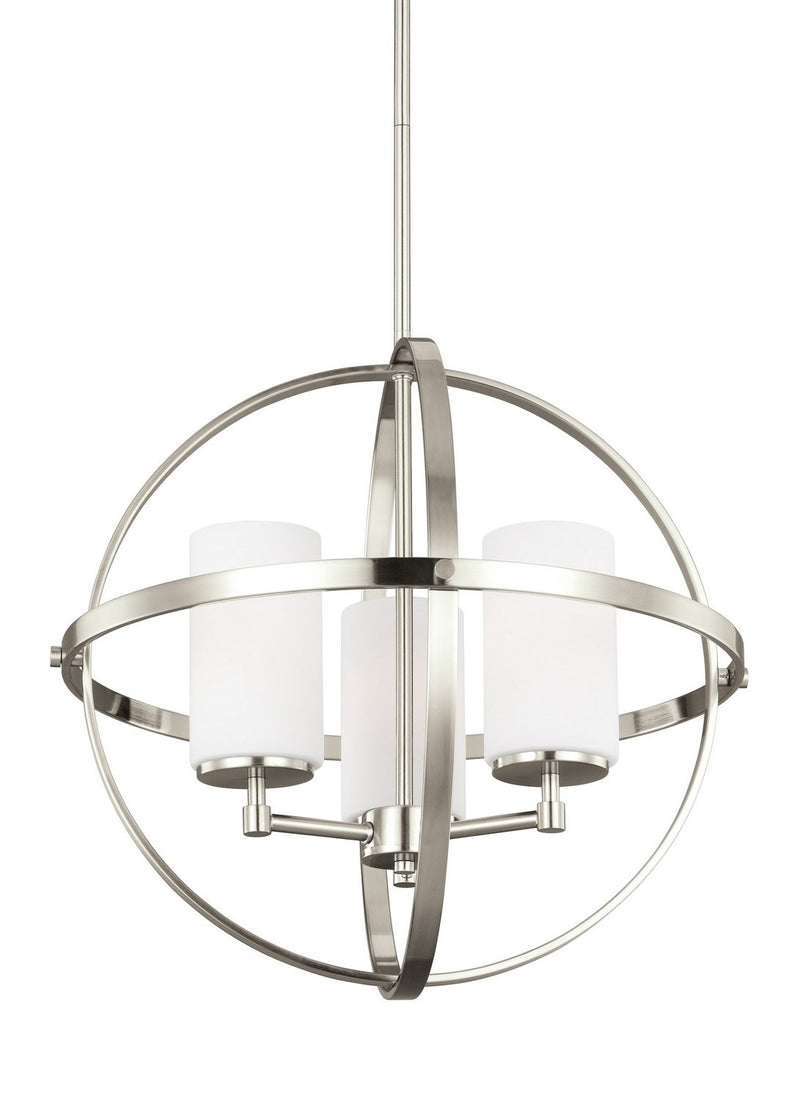Alturas 3-Light Etched Glass Chandelier in Brushed Nickel