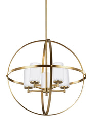 Alturas 5-Light Etched Glass Chandelier in Satin Brass