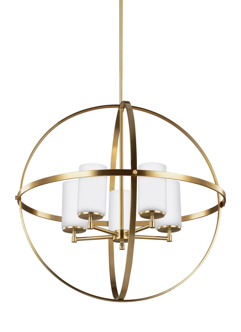 Alturas 5-Light Etched Glass Chandelier in Satin Brass