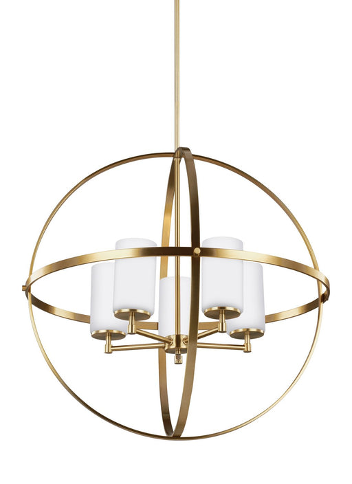 Alturas 5-Light Etched Glass Chandelier in Satin Brass
