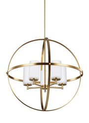 Alturas 5-Light Etched Glass Chandelier in Satin Brass